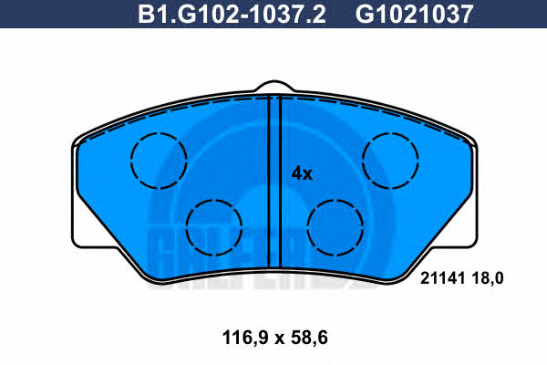 Galfer B1.G102-1037.2 Brake Pad Set, disc brake B1G10210372