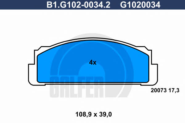Galfer B1.G102-0034.2 Brake Pad Set, disc brake B1G10200342