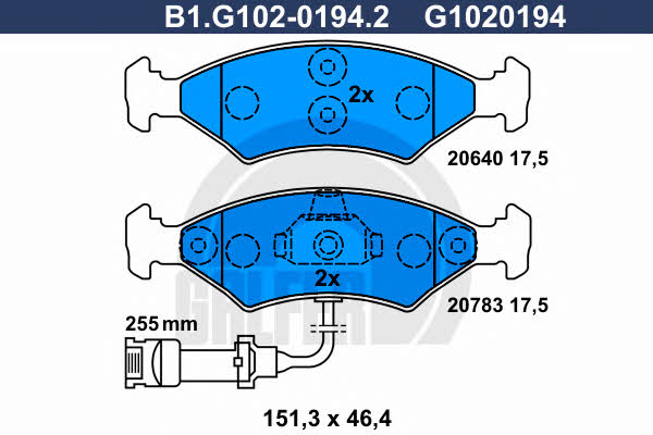 Galfer B1.G102-0194.2 Brake Pad Set, disc brake B1G10201942