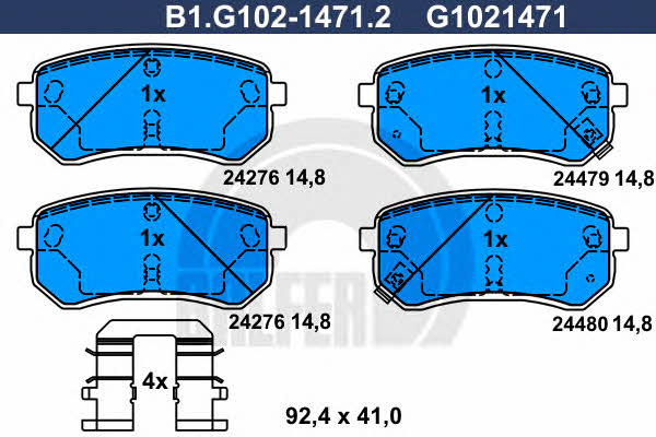 Galfer B1.G102-1471.2 Brake Pad Set, disc brake B1G10214712