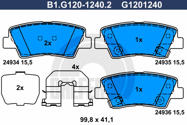 Galfer B1.G120-1240.2 Brake Pad Set, disc brake B1G12012402