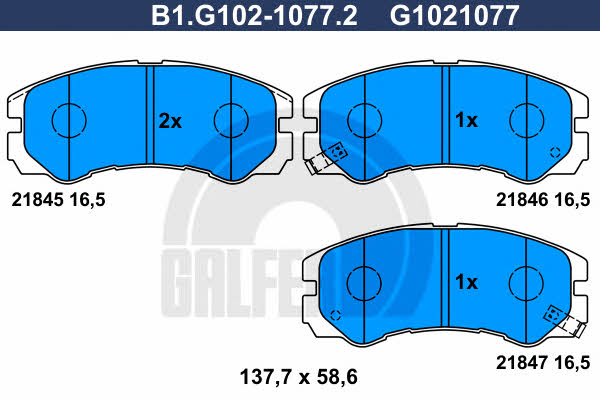 Galfer B1.G102-1077.2 Brake Pad Set, disc brake B1G10210772