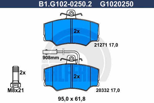 Galfer B1.G102-0250.2 Brake Pad Set, disc brake B1G10202502