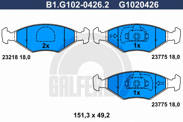 Galfer B1.G102-0426.2 Brake Pad Set, disc brake B1G10204262