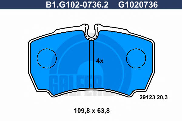 Galfer B1.G102-0736.2 Brake Pad Set, disc brake B1G10207362