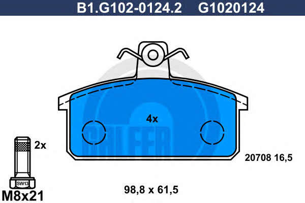 Galfer B1.G102-0124.2 Brake Pad Set, disc brake B1G10201242