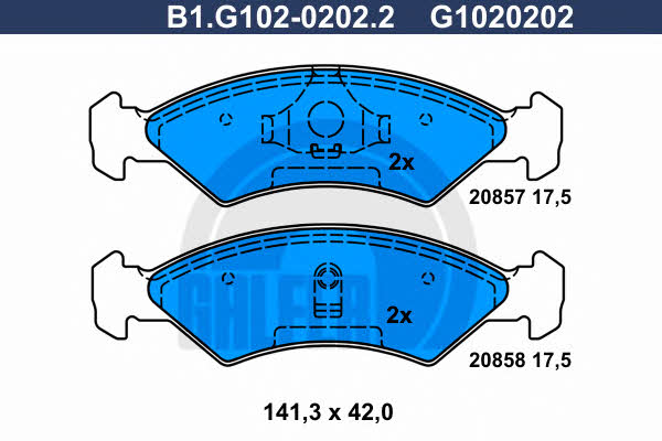 Galfer B1.G102-0202.2 Brake Pad Set, disc brake B1G10202022