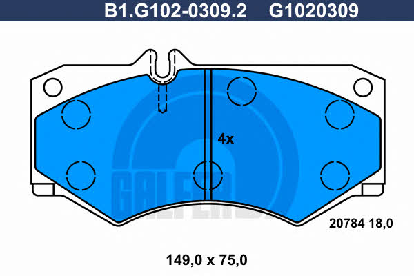 Galfer B1.G102-0309.2 Brake Pad Set, disc brake B1G10203092
