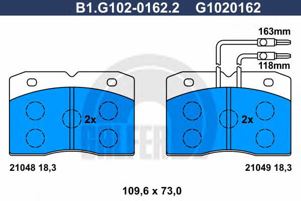 Galfer B1.G102-0162.2 Brake Pad Set, disc brake B1G10201622