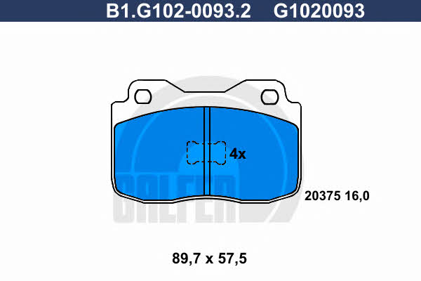 Galfer B1.G102-0093.2 Brake Pad Set, disc brake B1G10200932