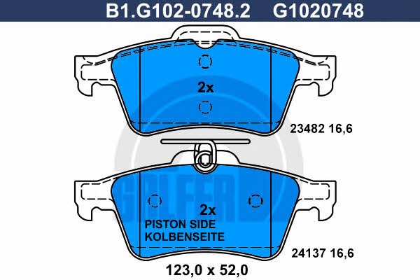 Galfer B1.G102-0748.2 Brake Pad Set, disc brake B1G10207482