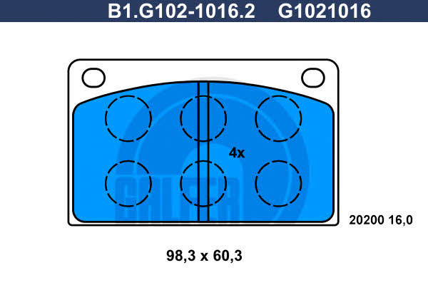 Galfer B1.G102-1016.2 Brake Pad Set, disc brake B1G10210162