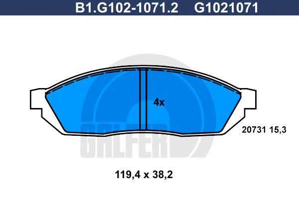 Galfer B1.G102-1071.2 Brake Pad Set, disc brake B1G10210712