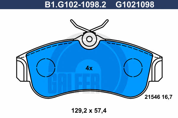 Galfer B1.G102-1098.2 Brake Pad Set, disc brake B1G10210982
