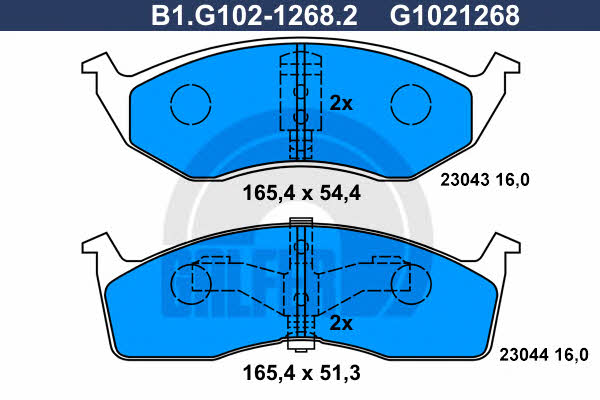 Galfer B1.G102-1268.2 Brake Pad Set, disc brake B1G10212682