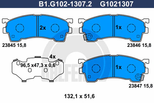 Galfer B1.G102-1307.2 Brake Pad Set, disc brake B1G10213072