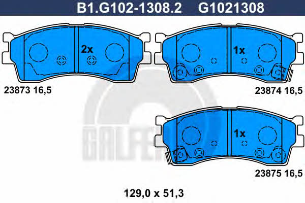 Galfer B1.G102-1308.2 Brake Pad Set, disc brake B1G10213082