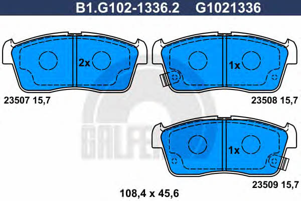 Galfer B1.G102-1336.2 Brake Pad Set, disc brake B1G10213362
