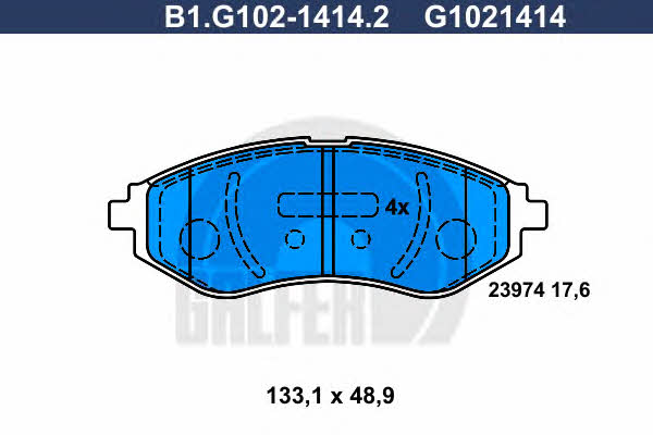 Galfer B1.G102-1414.2 Brake Pad Set, disc brake B1G10214142