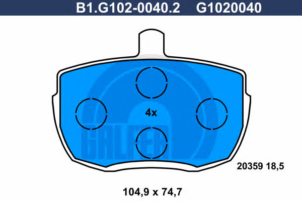 Galfer B1.G102-0040.2 Brake Pad Set, disc brake B1G10200402