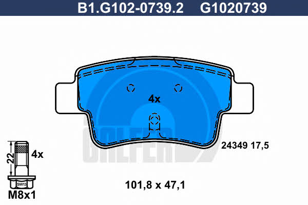 Galfer B1.G102-0739.2 Brake Pad Set, disc brake B1G10207392