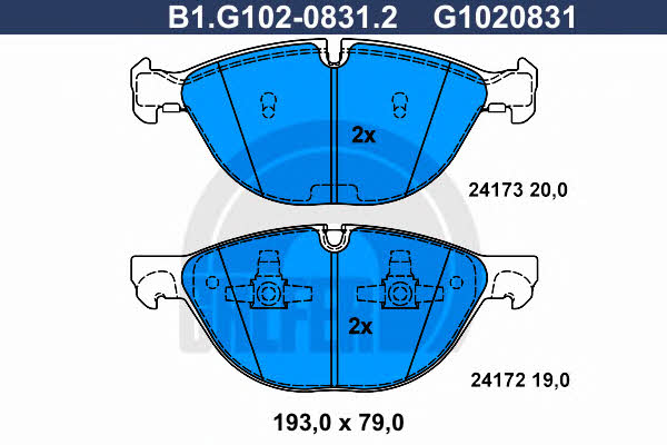 Galfer B1.G102-0831.2 Brake Pad Set, disc brake B1G10208312
