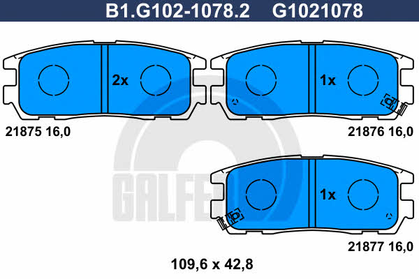 Galfer B1.G102-1078.2 Brake Pad Set, disc brake B1G10210782