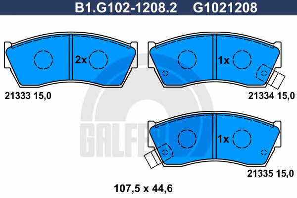 Galfer B1.G102-1208.2 Brake Pad Set, disc brake B1G10212082