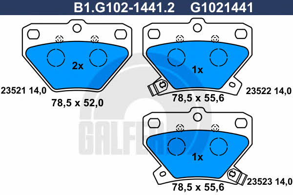 Galfer B1.G102-1441.2 Brake Pad Set, disc brake B1G10214412