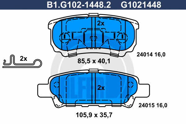 Galfer B1.G102-1448.2 Brake Pad Set, disc brake B1G10214482