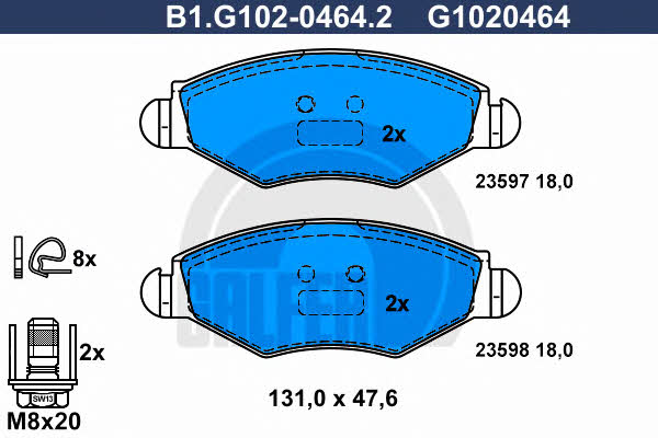 Galfer B1.G102-0464.2 Brake Pad Set, disc brake B1G10204642