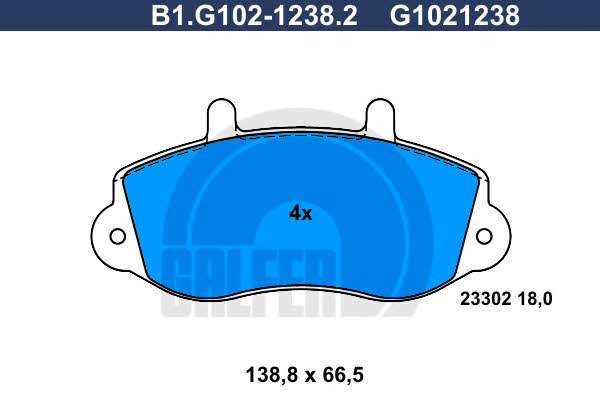 Galfer B1.G102-1238.2 Brake Pad Set, disc brake B1G10212382