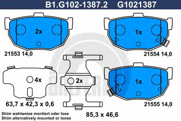 Galfer B1.G102-1387.2 Brake Pad Set, disc brake B1G10213872
