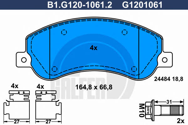 Galfer B1.G120-1061.2 Brake Pad Set, disc brake B1G12010612