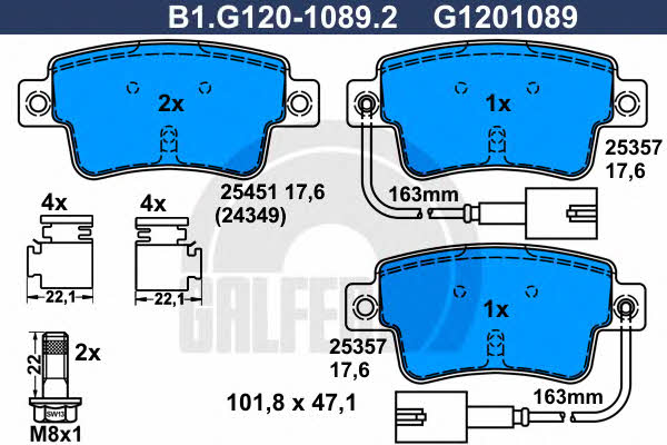 Galfer B1.G120-1089.2 Brake Pad Set, disc brake B1G12010892