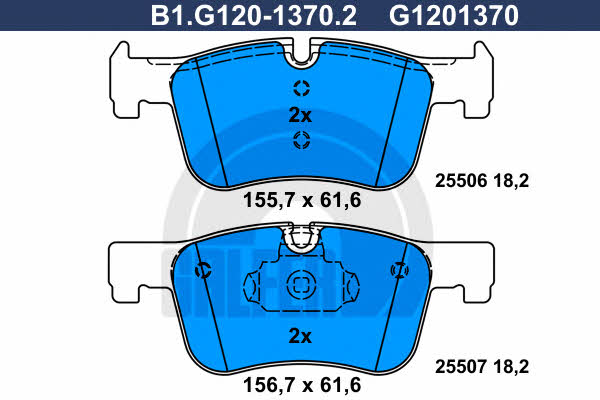 Galfer B1.G120-1370.2 Brake Pad Set, disc brake B1G12013702