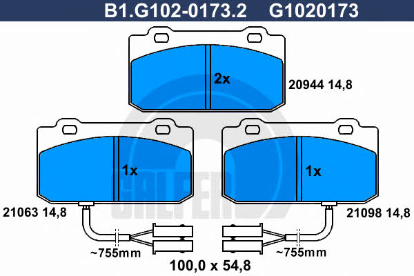 Galfer B1.G102-0173.2 Brake Pad Set, disc brake B1G10201732