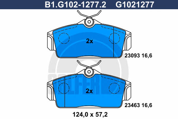 Galfer B1.G102-1277.2 Brake Pad Set, disc brake B1G10212772