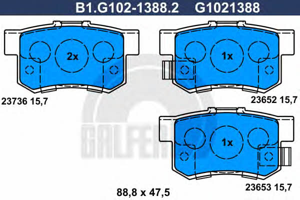 Galfer B1.G102-1388.2 Brake Pad Set, disc brake B1G10213882