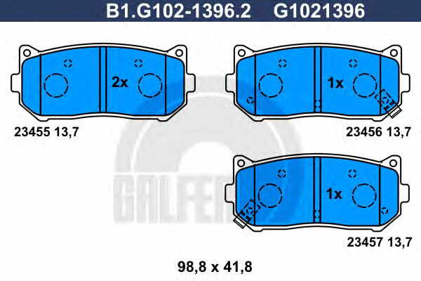 Galfer B1.G102-1396.2 Brake Pad Set, disc brake B1G10213962