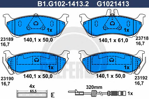 Galfer B1.G102-1413.2 Brake Pad Set, disc brake B1G10214132