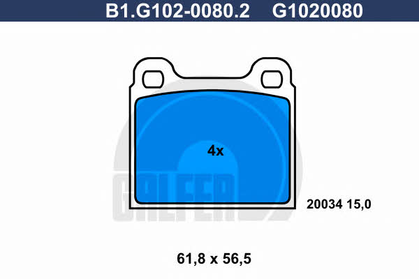 Galfer B1.G102-0080.2 Brake Pad Set, disc brake B1G10200802