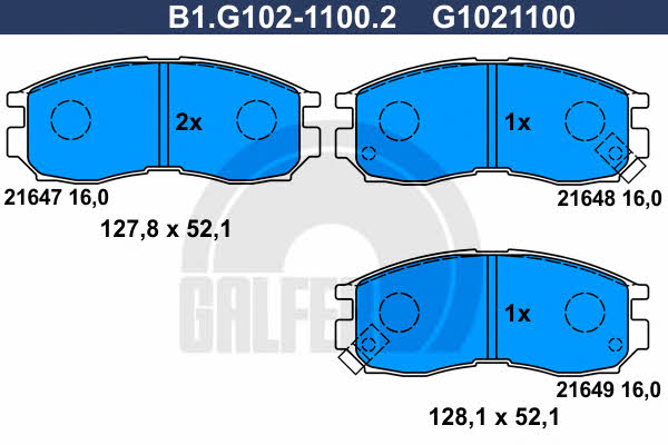 Galfer B1.G102-1100.2 Brake Pad Set, disc brake B1G10211002