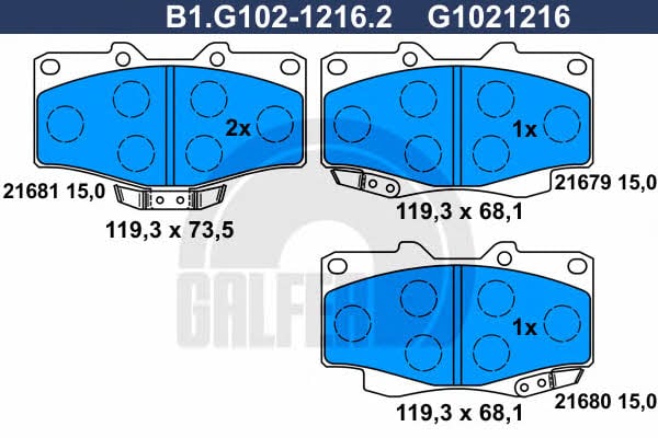 Galfer B1.G102-1216.2 Brake Pad Set, disc brake B1G10212162