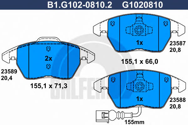 Galfer B1.G102-0810.2 Brake Pad Set, disc brake B1G10208102