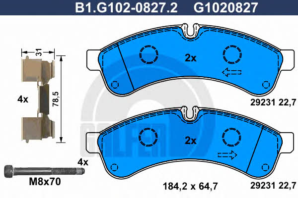 Galfer B1.G102-0827.2 Brake Pad Set, disc brake B1G10208272
