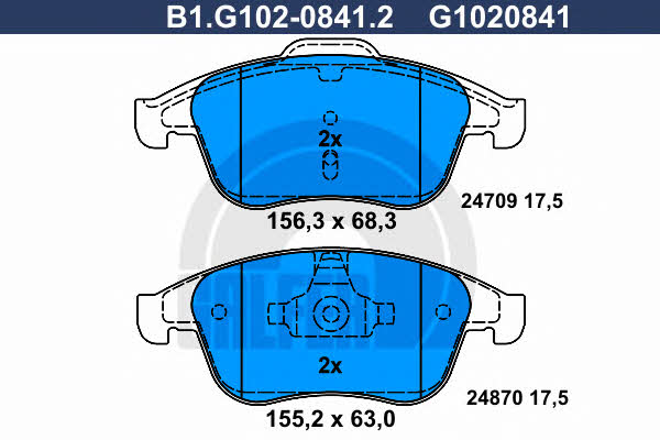 Galfer B1.G102-0841.2 Brake Pad Set, disc brake B1G10208412