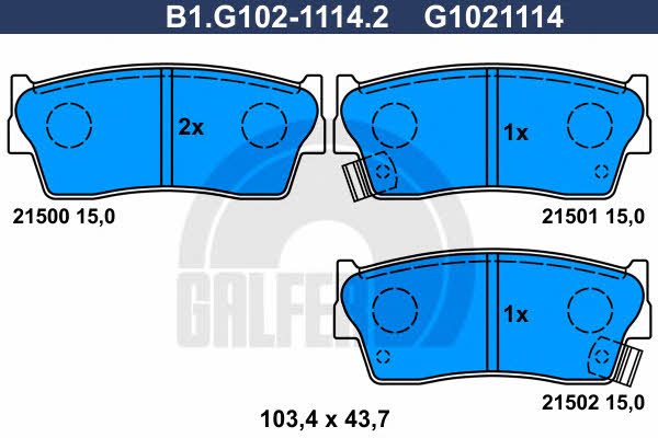Galfer B1.G102-1114.2 Brake Pad Set, disc brake B1G10211142