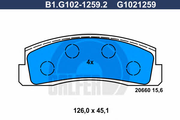 Galfer B1.G102-1259.2 Brake Pad Set, disc brake B1G10212592