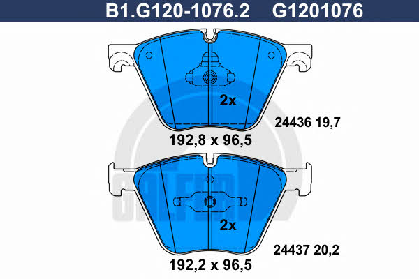 Galfer B1.G120-1076.2 Brake Pad Set, disc brake B1G12010762